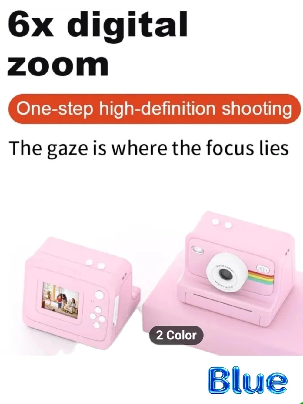 DIY Blue Instant 6X Zoom HD Video Recording Digital Camera